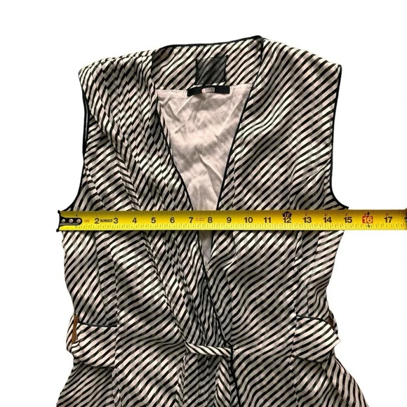 Deborah Lyons Ashley Midi Striped Dress v-neck Sleeveless Black White 6 RTR - Picture 7 of 15